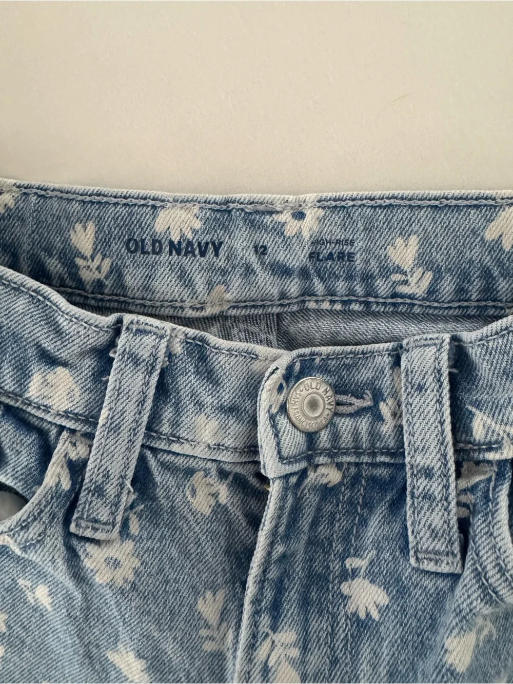 Old Navy Light Blue Floral Print Bootcut Jeans